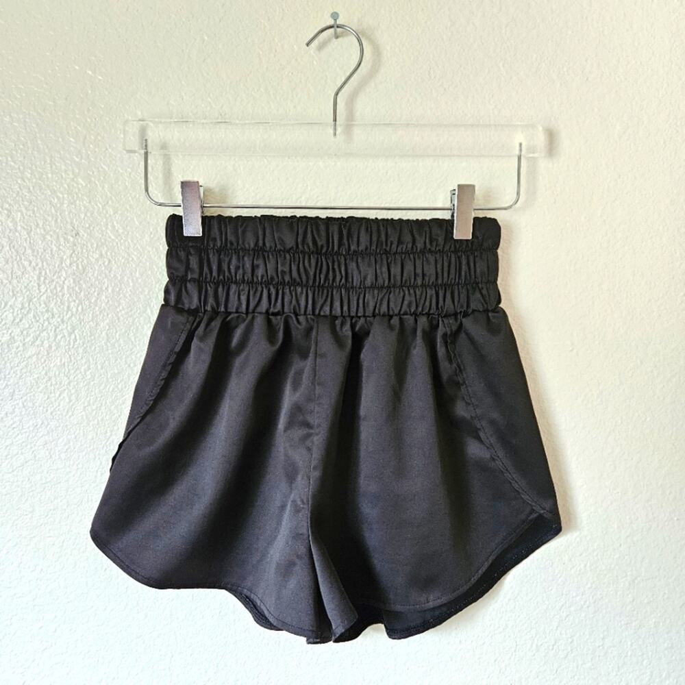 Elastic High Waisted Athletic Shorts Lightweight Medium Black Shein